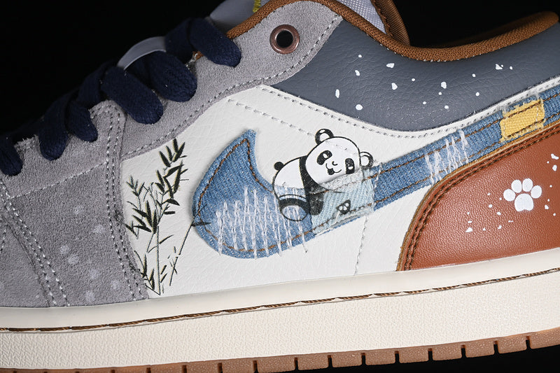 Nike Air Jordan 1 Low SE Bamboo Panda Grey White Brown Sneakers
