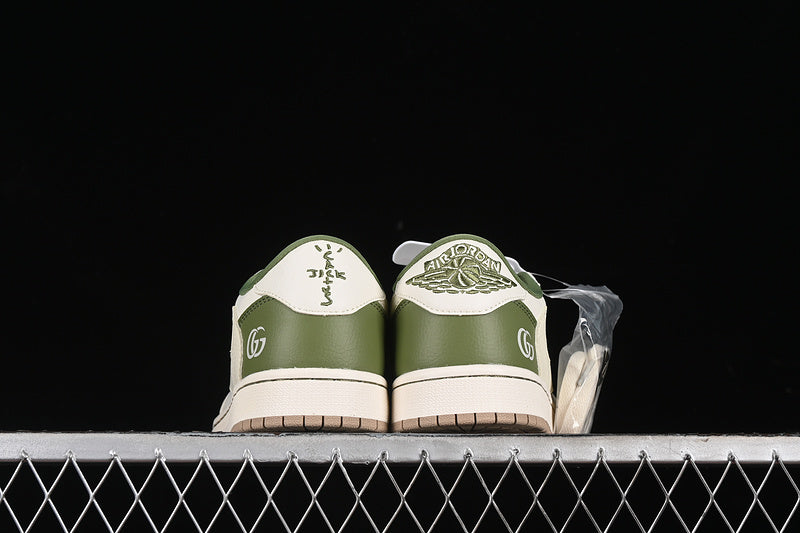 Nike Air Jordan 1 Low OG SP Off-White Travis Scott Fragment Design White Green Khaki Soles Sneakers