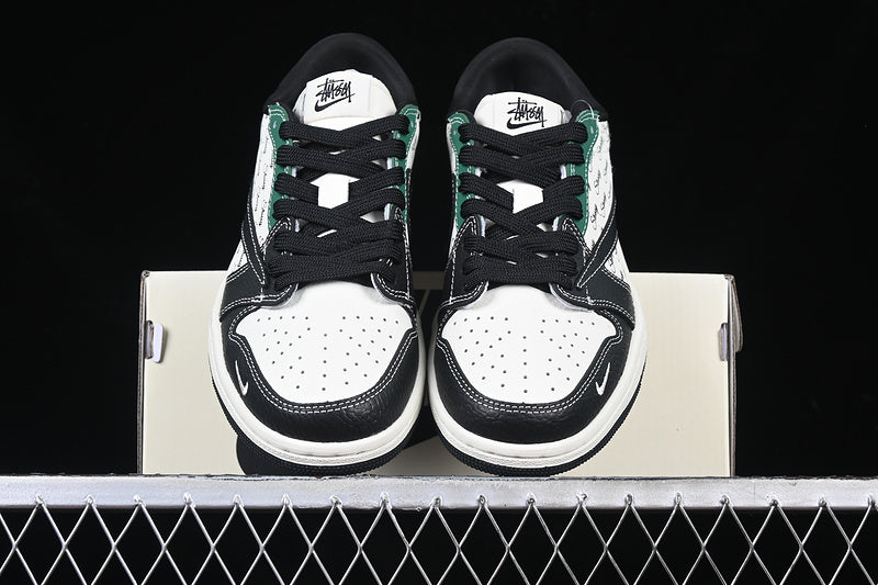 Travis Scott Fragment Design Nike Air Jordan 1 Low OG SP White Black Green Sneakers