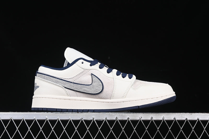 Nike Air Jordan 1 Low Supreme Blue Sole White Sneakers