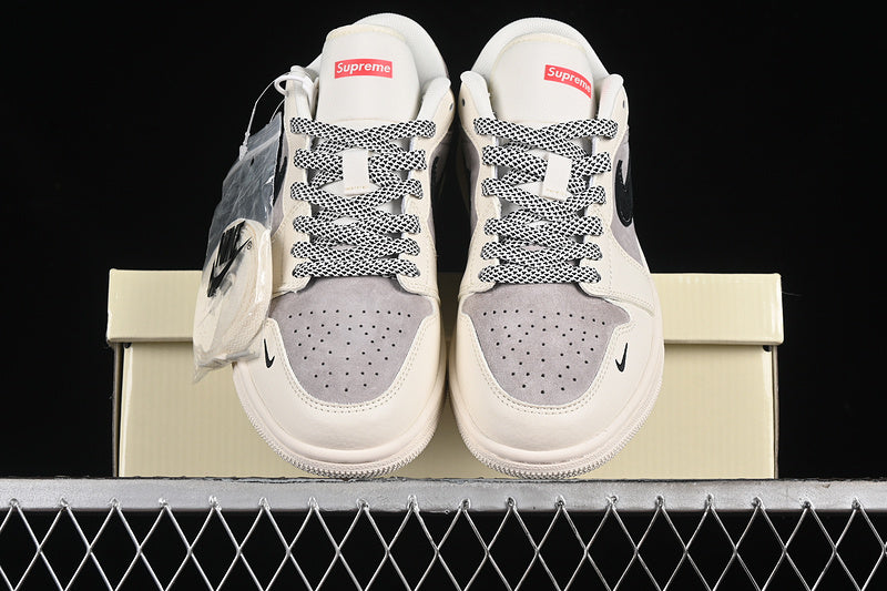 Nike Air Jordan 1 Low Supreme Black White Grey Sneakers