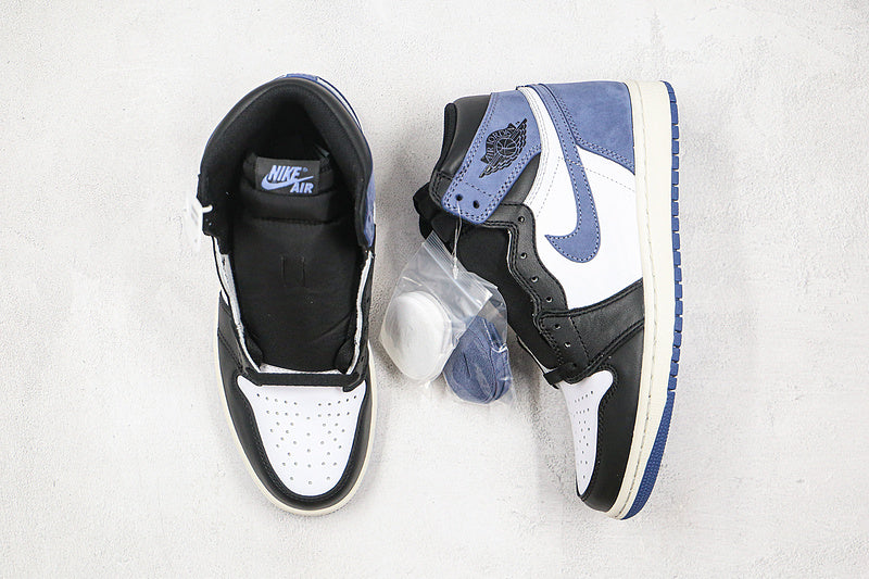 Nike Air Jordan 1 Retro High OG 2018 Black/White/Blue Moon Suede Sneakers