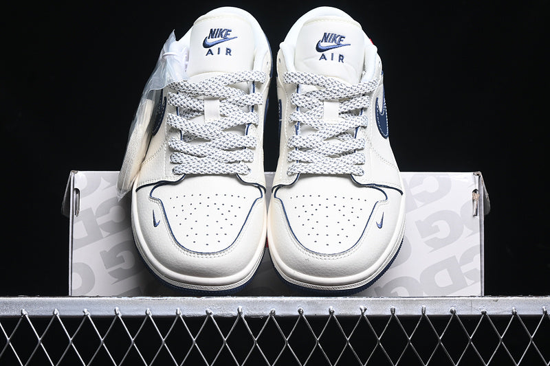 Nike Air Jordan 1 Low Supreme Navy Off White Sneakers