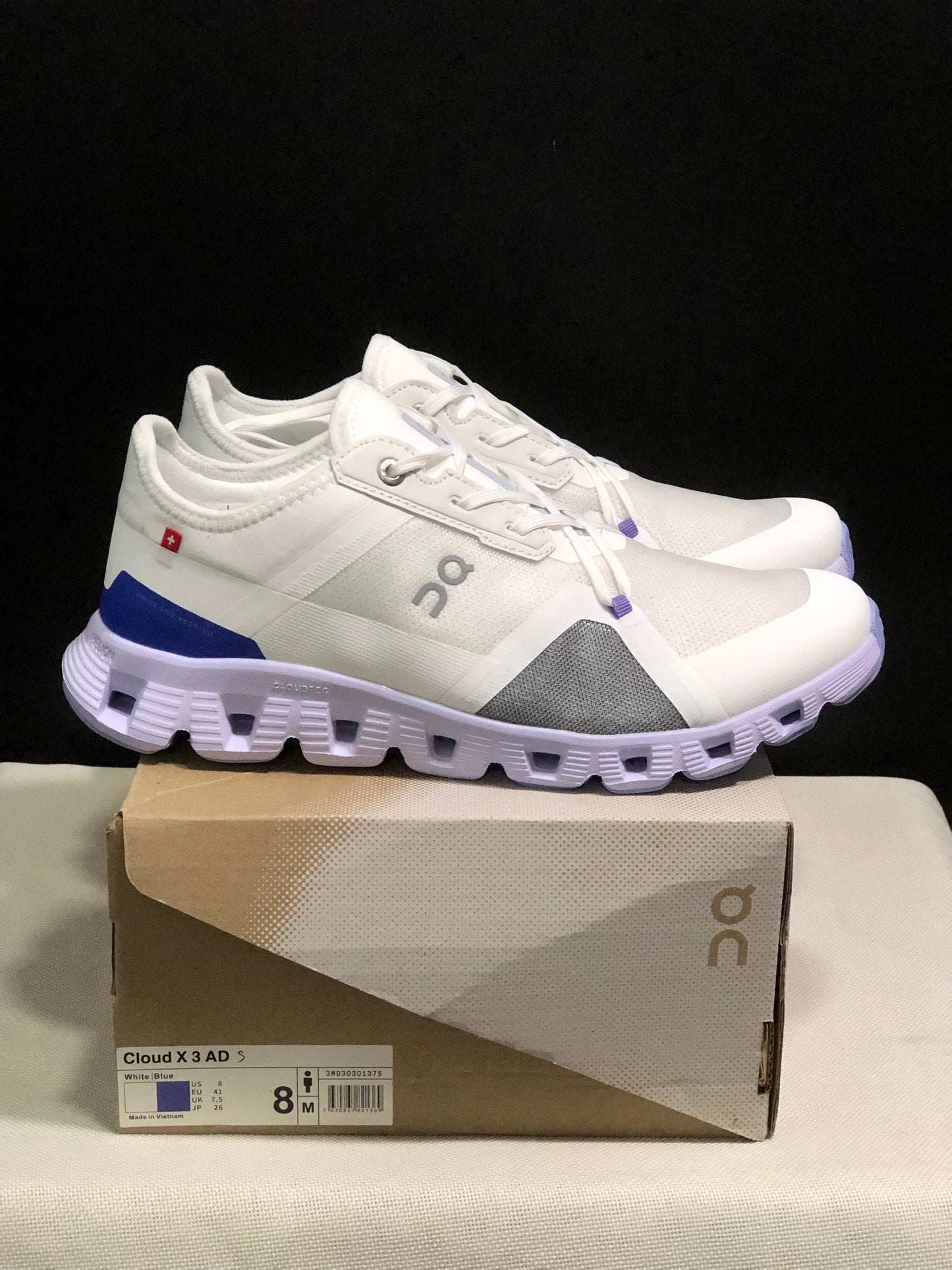 On Running Cloud X 3 AD Comfortable Wear-Resistant Training Shoes White/Light Purple
