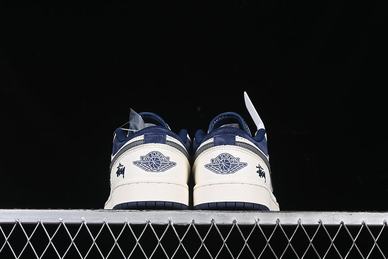 Nike Air Jordan 1 Low Navy Sole Grey White Navy Blue Sneakers