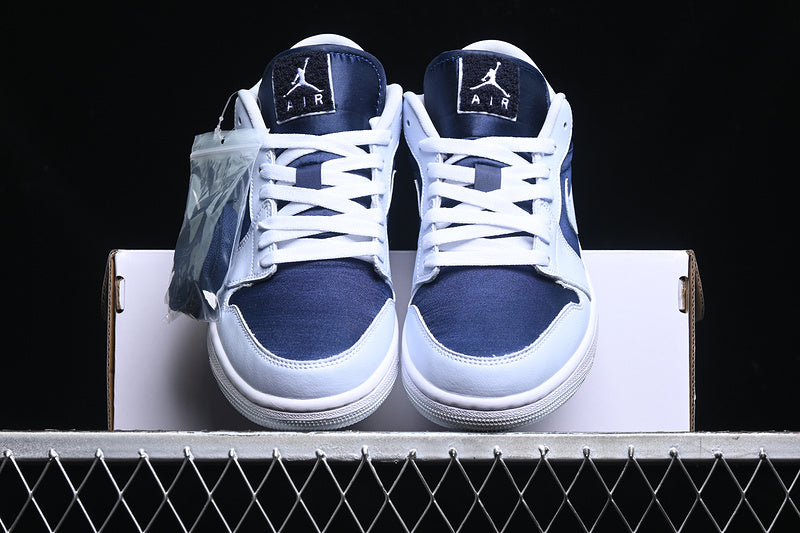 Nike Air Jordan 1 Low Football White Midnight Navy Sneakers