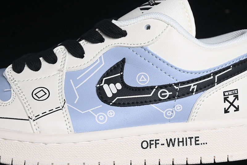 Nike Air Jordan 1 Low Black White Blue Sneakers