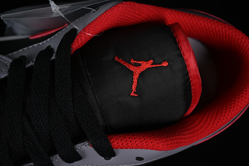 Nike Air Jordan 1 Low Black Smoke Grey Red Sneakers