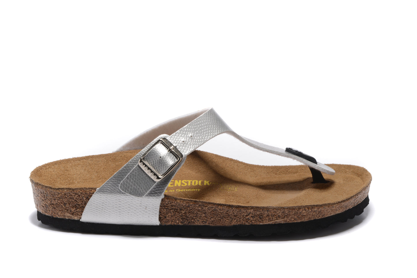 Birkenstock Gizeh Silver Snakeskin Flip Flops Leather Sandals