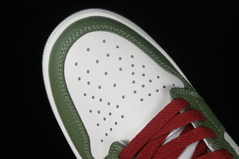Nike Air Jordan 1 Low Year Of The Dragon Dark Red Cedar Oil Green White Sneakers