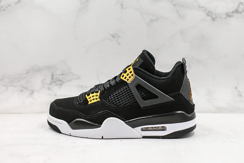 Nike Air Jordan 4 Retro Royalty Black Metallic Gold White Sneakers