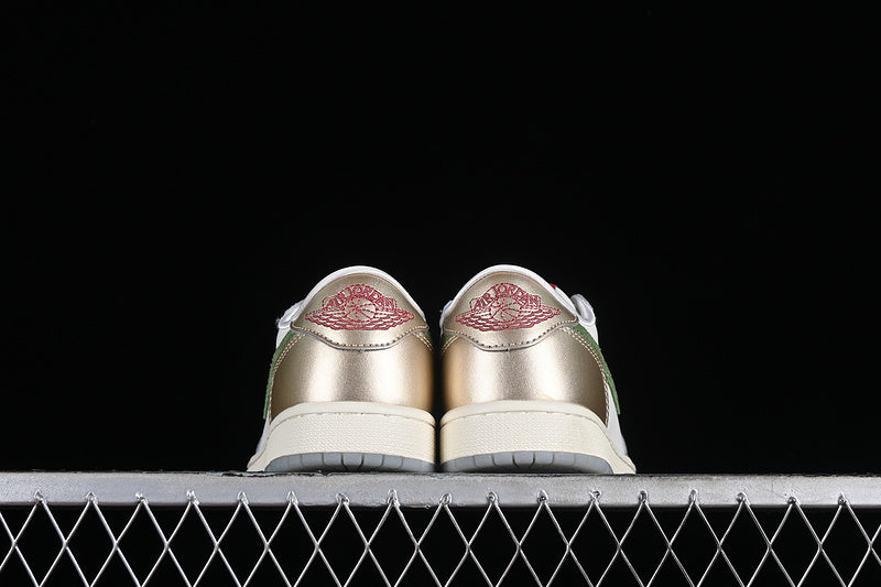 Nike Air Jordan 1 Low Year Of The Dragon Metallic Gold Grain Saturn Gold Cedar Sneakers
