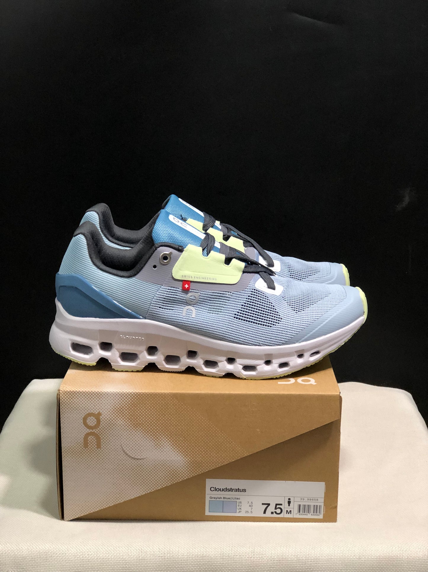 On Running Cloudstratus Breathable Support Running Shoes Grayish Blue