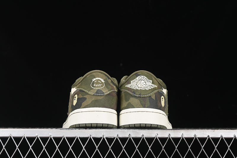 Nike Air Jordan 1 Low BAPE Travis Scott Fragment Design OG SP White Camouflage Sneakers