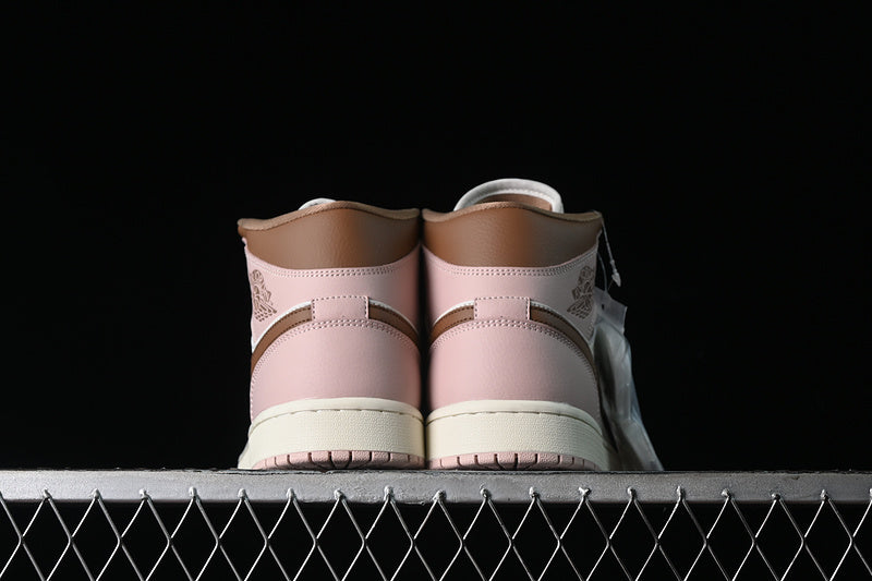 Nike Air Jordan 1 Mid Oxford Sail Archaeo Brown White Pink Sneakers