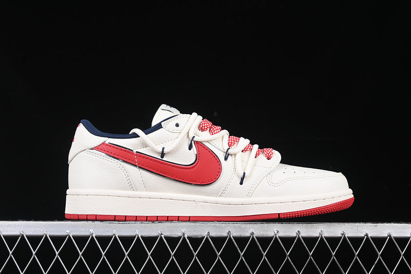 Travis Scott Fragment Design Nike Air Jordan 1 Low OG SP Red White Sneakers