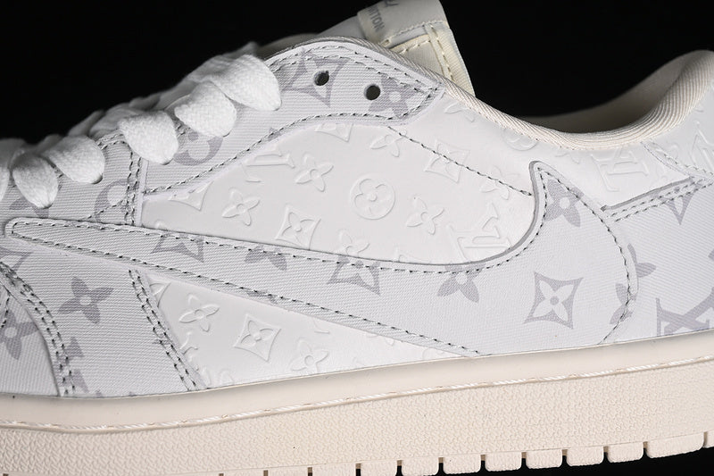 Nike Air Jordan 1 Low OG SP Travis Scott Fragment Design LV Grey Printing White Sneakers
