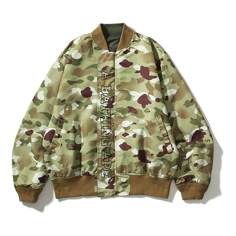 A Bathing Ape Shark-headed Military Style Double-sided Desert Camouflage Jacket