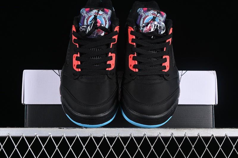 Nike Air Jordan 5 Retro Low Bright Red Blue Black Sneakers