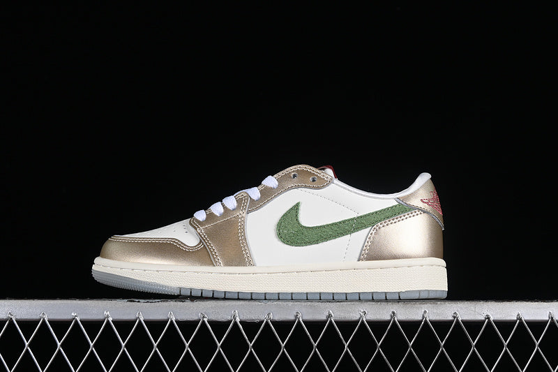 Nike Air Jordan 1 Low Year Of The Dragon Metallic Gold Grain Saturn Gold Cedar Sneakers