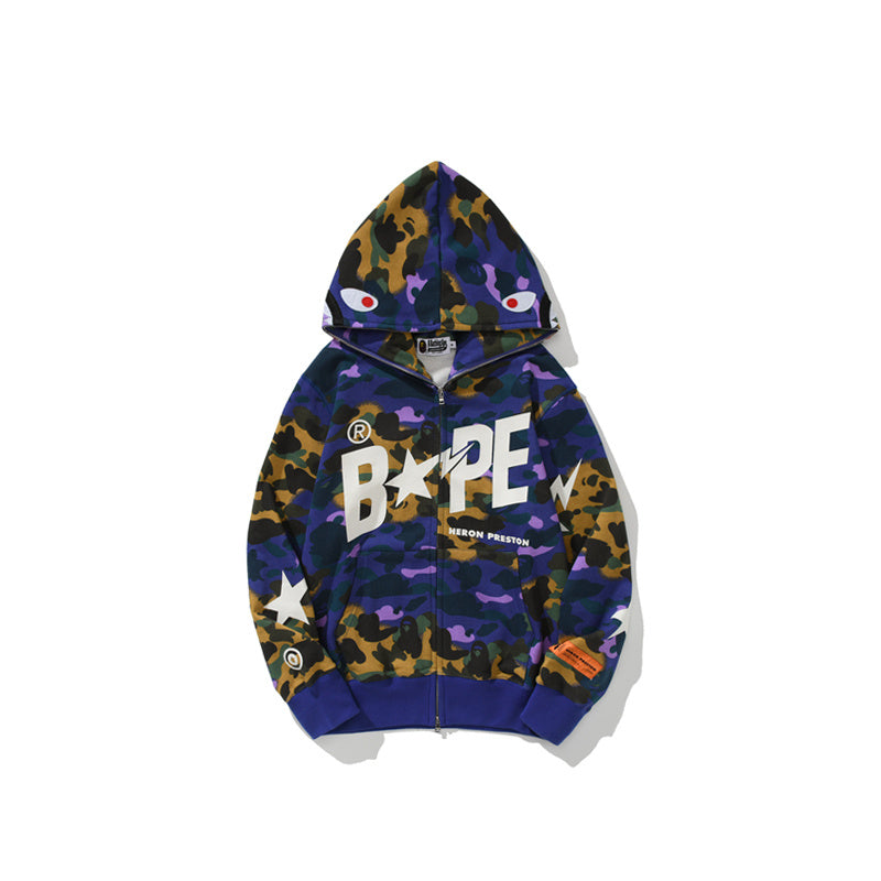 A Bathing Ape BAPE x HP Joint Edition Shark Head Star Camouflage Hoodie