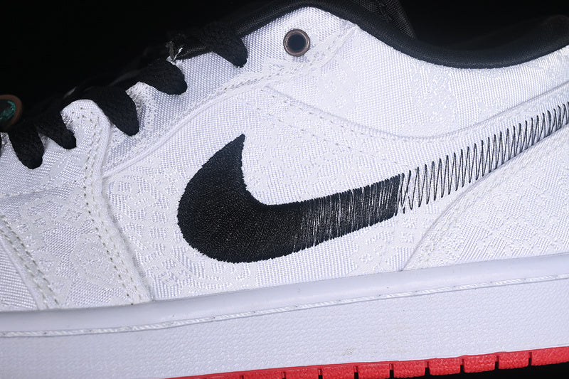 Clot Nike Air Jordan 1 Low SE Fearless White Black Red Sole Sneakers