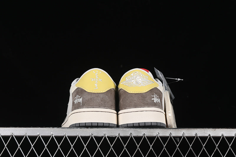 Travis Scott Fragment Design Nike Air Jordan 1 Low OG SP Light Brown White Sneakers