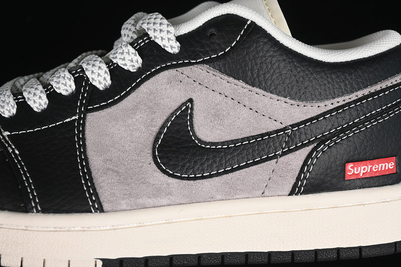 Nike Air Jordan 1 Low Supreme Black Grey Sneakers