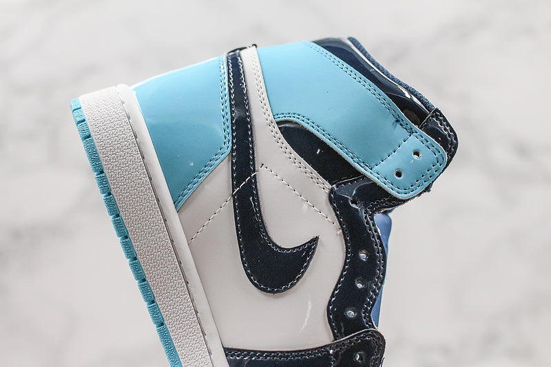 Nike Air Jordan 1 Retro High OG Blue Chill Patent Leather Sneakers