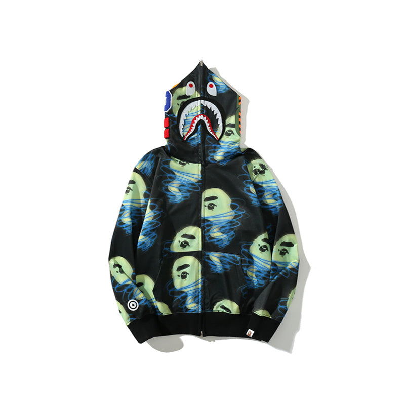 A Bathing Ape BAPE Ape-Man Head Storm Hoodie Black