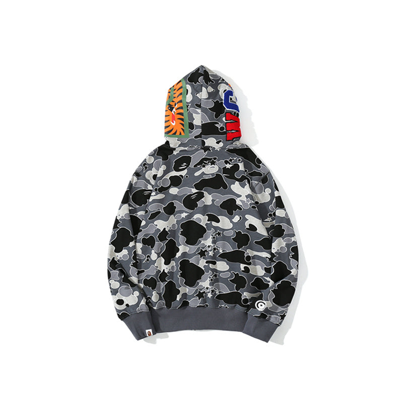 A Bathing Ape BAPE Shark Head STA Star Camo Hoodie Black