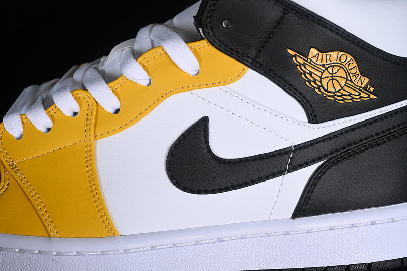 Nike Air Jordan 1 Mid Yellow Ochre Black White Sneakers