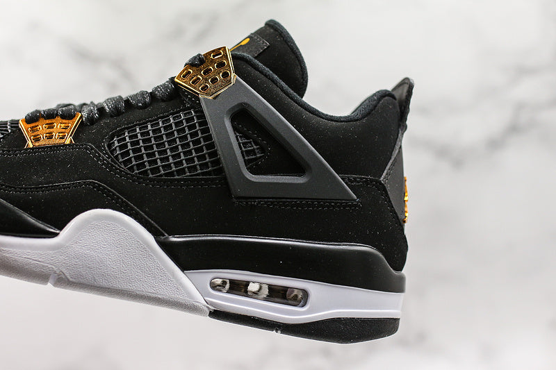 Nike Air Jordan 4 Retro Royalty Black Metallic Gold White Sneakers