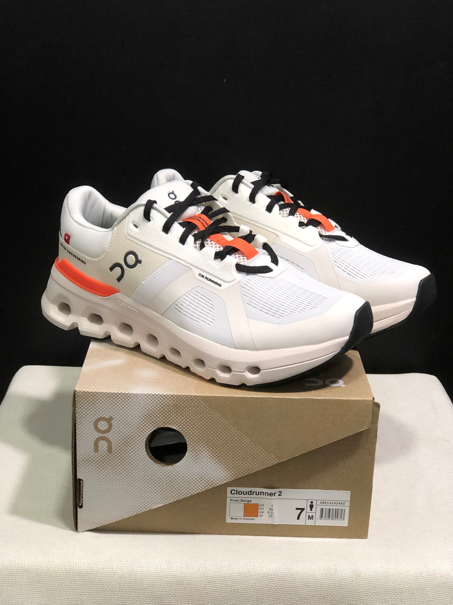 On Running Cloudrunner 2 Mesh Breathable Running Shoes White/Orange