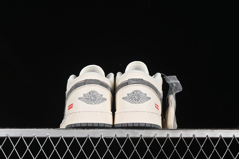 Nike Air Jordan 1 Low Supreme Beige Grey Sneakers