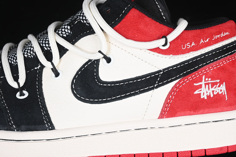 Nike Air Jordan 1 Low Black White Red Sneakers