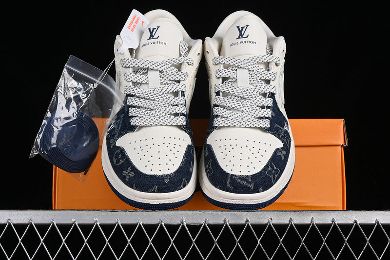 Nike Air Jordan 1 Low LV Blue Pattern Grey White Sneakers