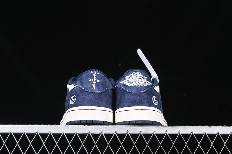 Travis Scott Fragment Design Nike Air Jordan 1 Low Gucci OG SP White Blue Sneakers