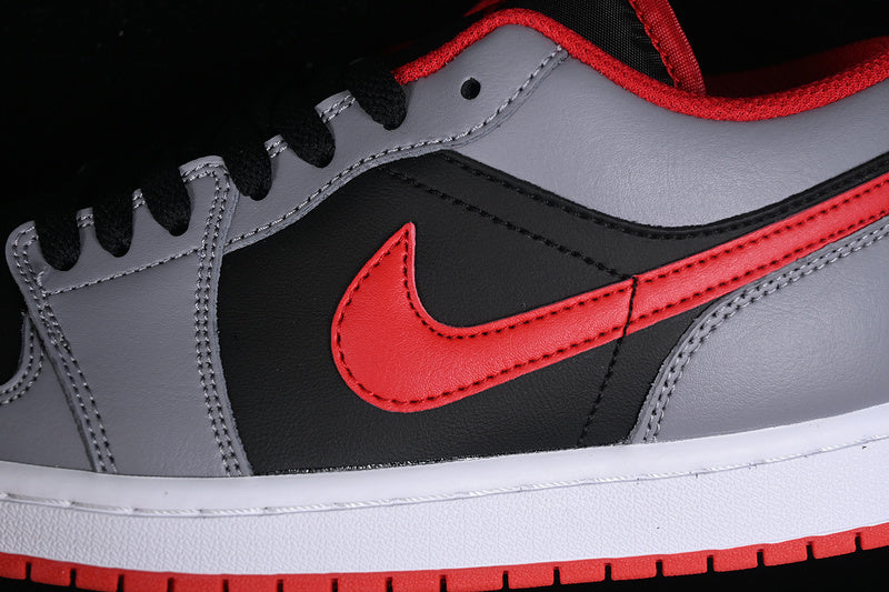 Nike Air Jordan 1 Low Black Smoke Grey Red Sneakers