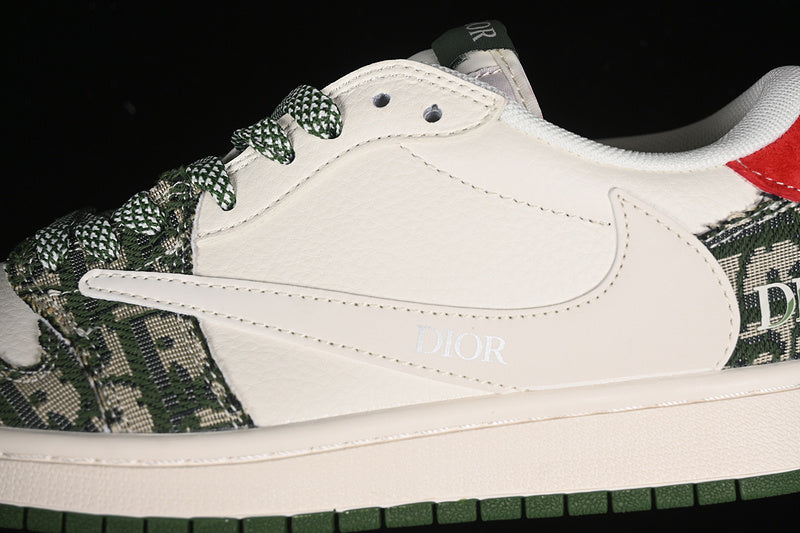 Nike Air Jordan 1 Low OG Off-White Travis Scott Fragment Design White Green Sneakers