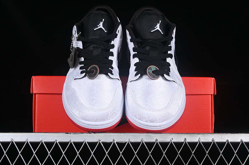 Clot Nike Air Jordan 1 Low SE Fearless White Black Red Sole Sneakers