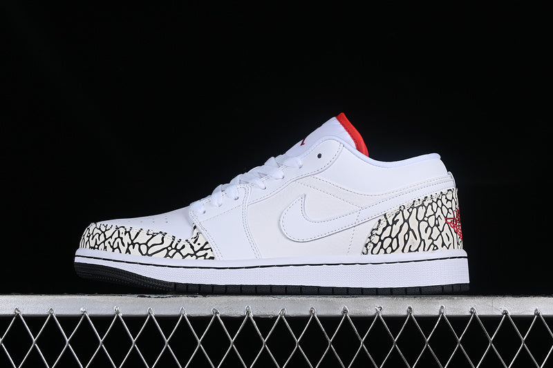 Nike Air Jordan 1 Low Black Sole Red Cement Grey White Sneakers