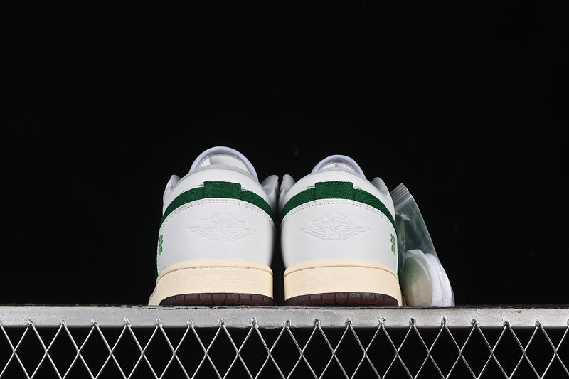 Nike Air Jordan 1 Low Phantom White Green Amber Brown Sole Sneakers