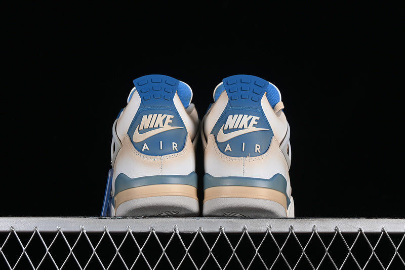 Nike Air Jordan 4 Retro White Military Blue Neutral Grey Sneakers