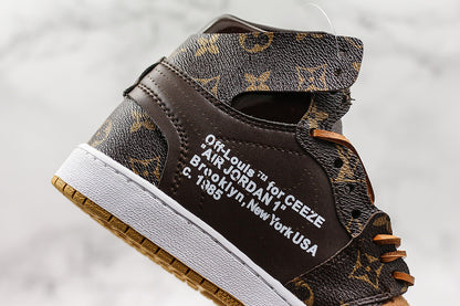Nike Air Jordan 1 Retro Off-White Louis Vuitton Joint Edition Custom LV Sneakers