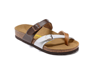 Birkenstock Three-Colour Comfort Toe-Loop Leather Sandals