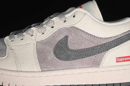 Nike Air Jordan 1 Low Supreme Beige Grey Sneakers