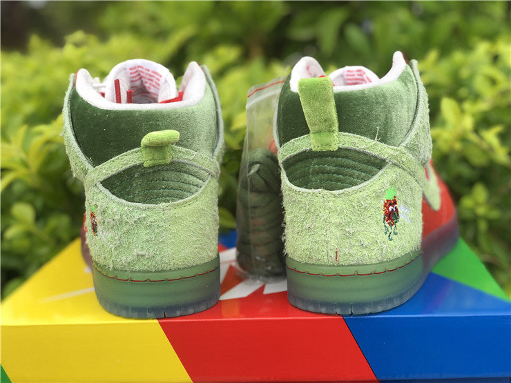 Nike SB Dunk High Strawberry Cough University Red Spinach Green Sneakers