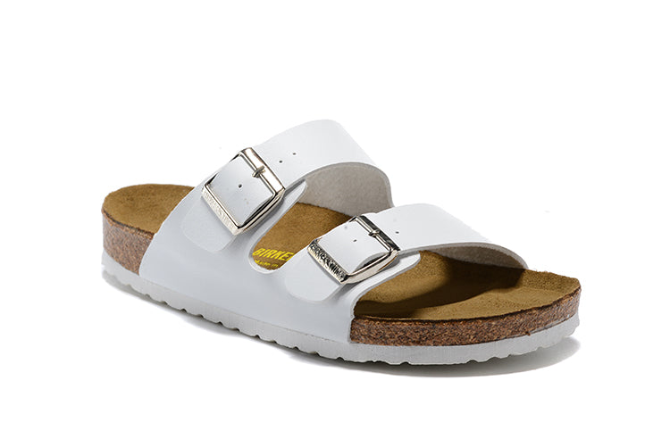 Birkenstock White Double Buckle Comfort Leather Sandals