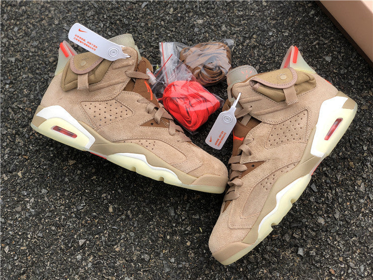 Nike Air Jordan 6 Retro Travis Scott SP British Khaki Brown Sneakers